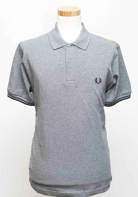 Striped Back Polo - Grey Marl / Nu Green - The Third Estate Ltd